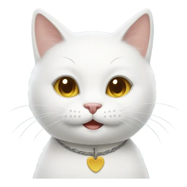 White cat smiling saying yes  sticker