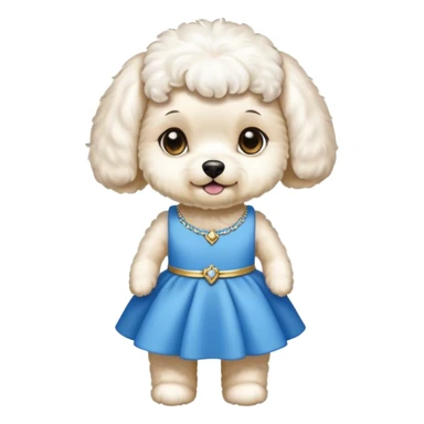 Bichon havanaise wearing a blue dress sticker
