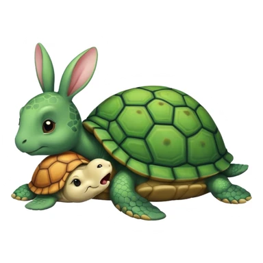 Tortu qui dort et le lapin qui mange la queue a la tortu sticker