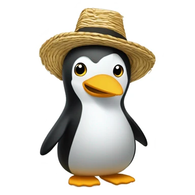 un pingouin avec un chapeau de paille ￼ sticker