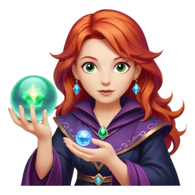 Red-haired sorceress with a magic ball sticker