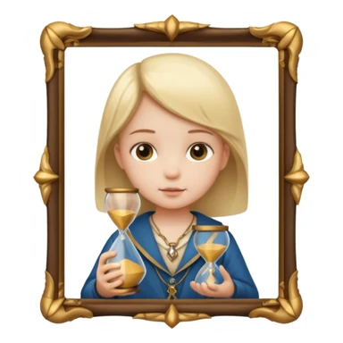 child holding hourglass in a  frame with no bg sticker