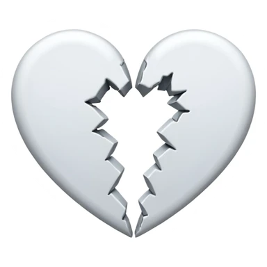 a white heart broken into two pieces sticker