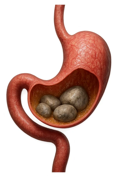 Sassi nello stomaco durante la digestione in 3d realistica sticker