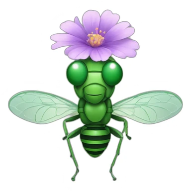 Green fly with a flower on its head sticker