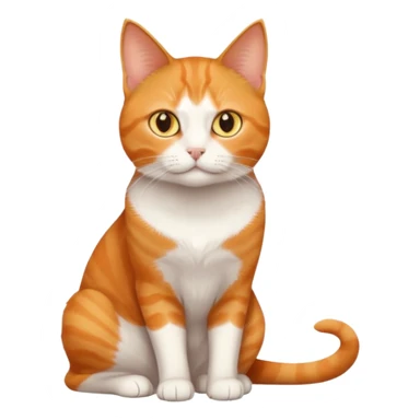 full body orange domestic shorthair slim cat with yellow/orange eyes with a white triangle on his nose sticker