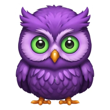 Purple baby owl with green eyes sticker