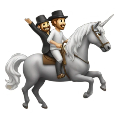 2 jews riding unicorn sticker