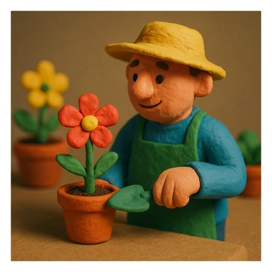 jardinier, claymation style sticker