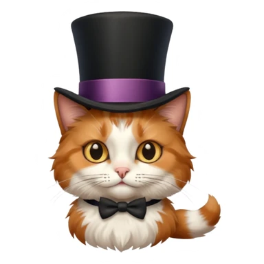 fluffy cat with a top hat sticker