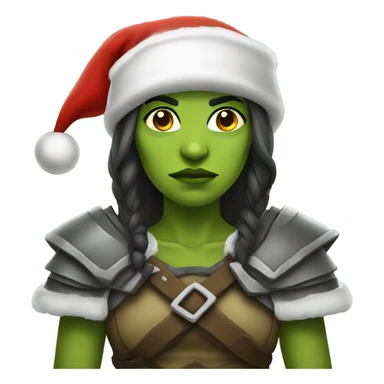 orc female warrior with santa hat sticker