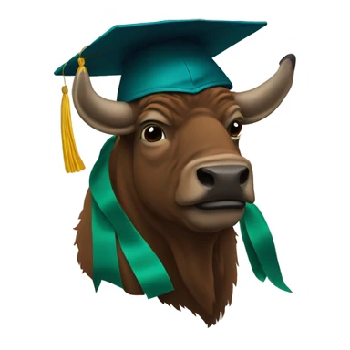 bison in graduation cap and gown sticker