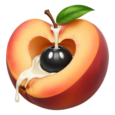 black hole in the middle of a peach. milk is leaking out of the hole sticker