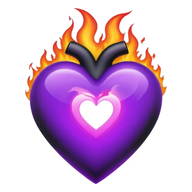 heart with black and purple flames sticker