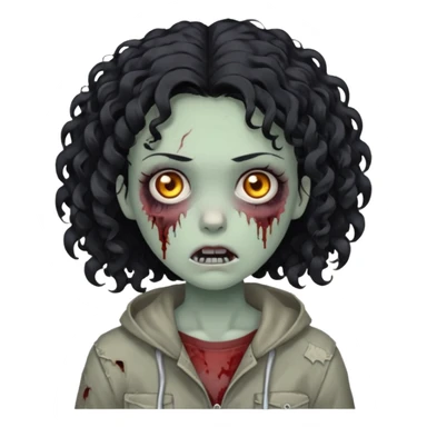 garota zumbi com cabelo cacheado preto sticker
