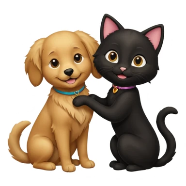1 golden retriever and 1 black cat romancing sticker