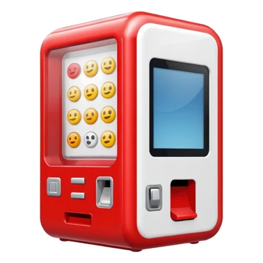 a red and white gacha machine sticker