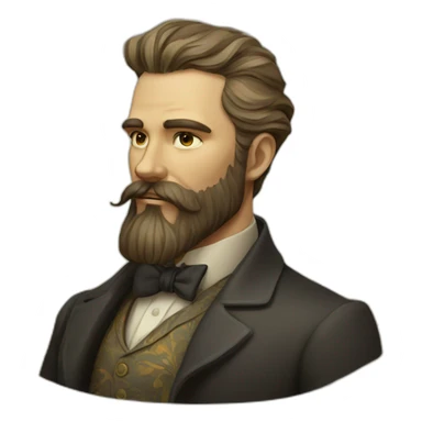 handsom bearded man art nouveau sticker