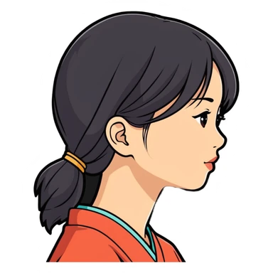 asian girl profile left side talking sticker
