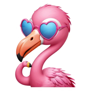 flamingo wearing heart-shaped sunglasses sticker