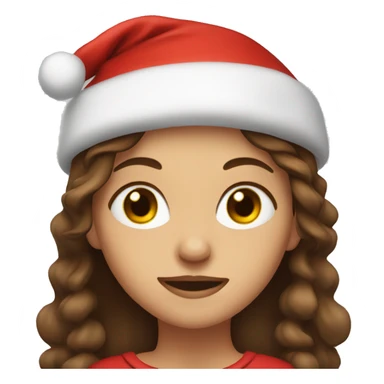 brown haired girl portrait wearing a Santa hat sticker