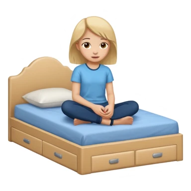 Jeune fille ado assise sur  un lit sticker