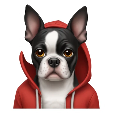 boston terrier wearing red hoodie sticker