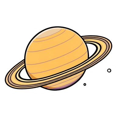 Saturn planet with a friendly face and visible rings sticker