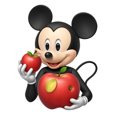 Mickey comiendo manzana  sticker