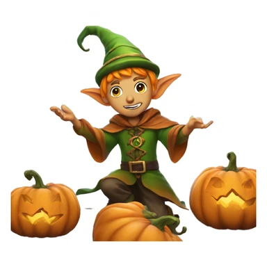 pumkin elf male casting a spell sticker