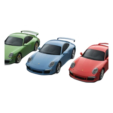 6 porsche 911 cars lined up next to each other all different colours sticker