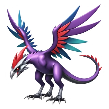 Futuristic Modern Shiny Metallic Alloy Cyber-Nargacuga-Noivern-Skarmory-fusion (full body) sticker