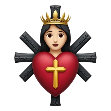 Black and maroon Sacred heart with cross sticker
