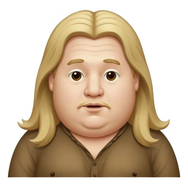 white boy fat with long dirty blond hair with big lips and long nose with super fat neck and big ears with long arms and fat body  sticker