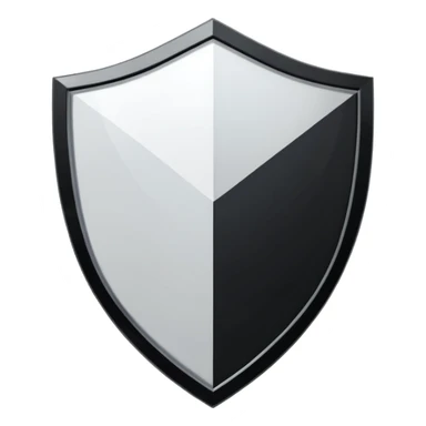 Metallic shield emoji, black and white reflective metal, simple geometric design, flat futuristic style
 sticker