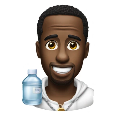 P Diddy holding a bottle of baby oil sticker