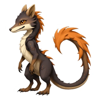 Brown and beige badass elegant wild beautiful natural cute badass epic exotic anthro modern furry 2-legged sergal-vernid-creature, full body, dark-brown-black-gradient pretty hair, with a long tufted tail, beautiful hazel-orange eyes, aesthetic, art by LiLaiRa, art by art by Falvie sticker