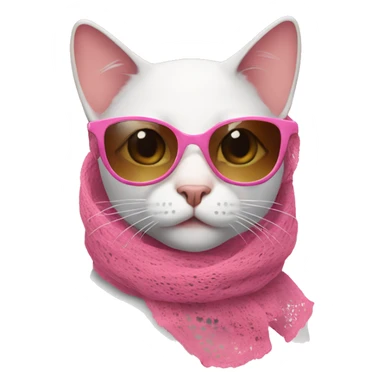 Cat with sunglasses and a pink lacy scarf around head sticker