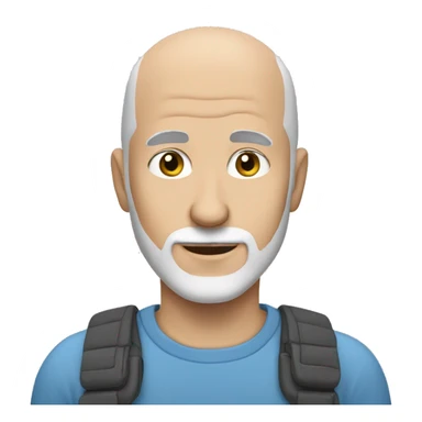 Totally Bald white man with greying goatee blue eyes no hair on head sticker