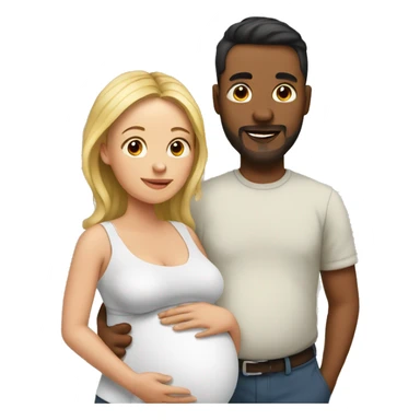 A pregnant woman with her husband  sticker