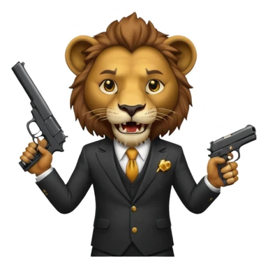 lion  gangster  with gun  sticker