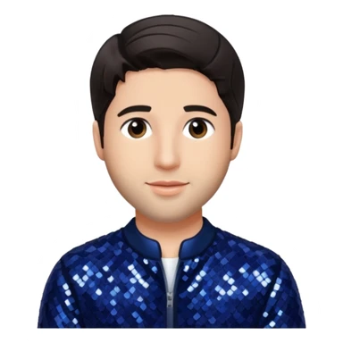 Josh Peck with dark brown hair, navy blue sequin outfit sticker