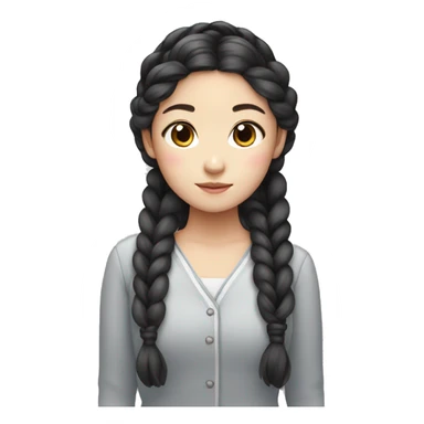 korean girl with braid sticker