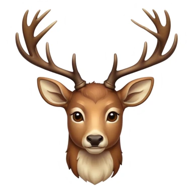 Cinematic Noble Deer Portrait Emoji, Poised and regal, with a graceful, slender build and a dappled coat of warm browns and creams, elegant antlers crowning its head, deep-set soulful gentle eyes, Simplified yet sharp and sophisticated features, highly detailed, glowing with a soft, dignified glow, high shine, intelligent and serene, stylized with an air of forest majesty, focused and attentive, soft glowing outline, capturing the essence of a watchful woodland guardian, so majestic it feels as though it could gracefully leap out of the screen with effortless authority! sticker
