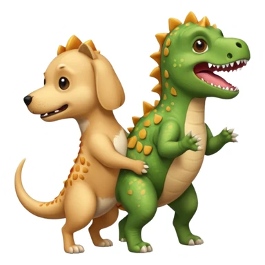 a golden retriever with a dinosaur costume thats killing a chihuahua thats in a dinosuar costume sticker