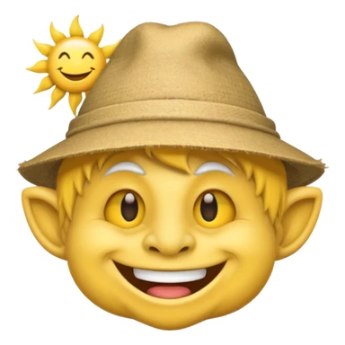 Troll emoji wearing a hat in the sun sticker