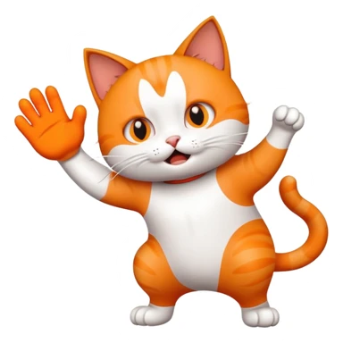mischievous cat slapping a cartoon human sticker