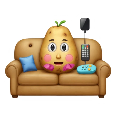 A potato on a couch watching tv sticker