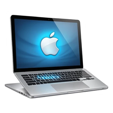 editing laptop, angled, with a glowing screen sticker