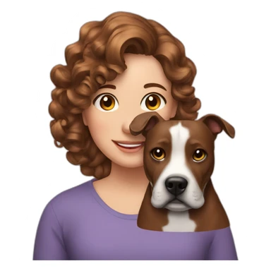 Family photo girl with curled hair and staffy dog sticker